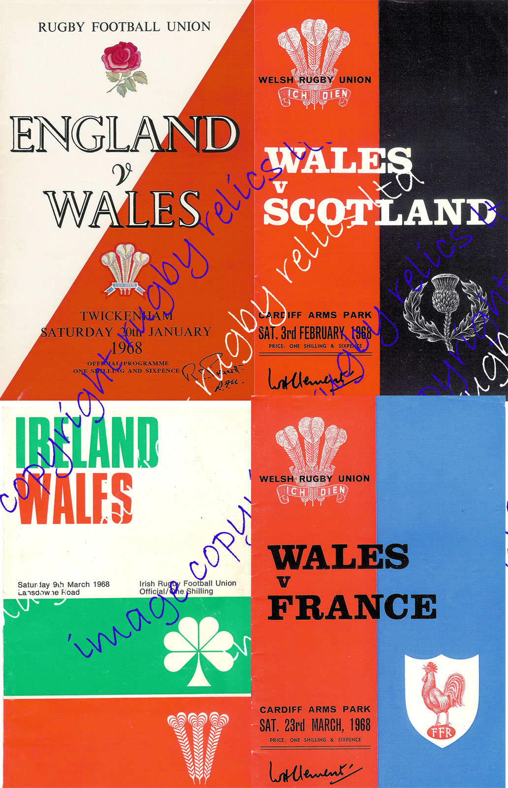 WALES v FRANCE 1948-1988 WELSH FIVE NATIONS RUGBY PROGRAMMES GOOD CONDITION