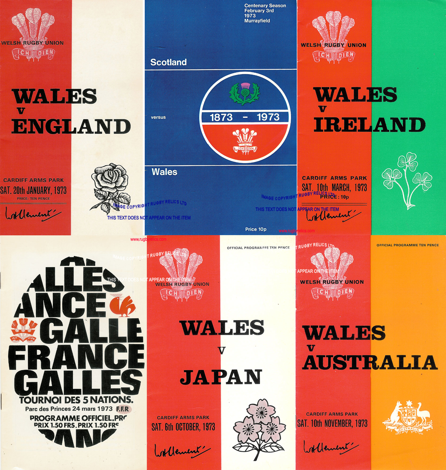 WALES HOME RUGBY PROGRAMMES 1982 WELSH AND ENGLISH CLUBS GOOD CARDIFF RFC 