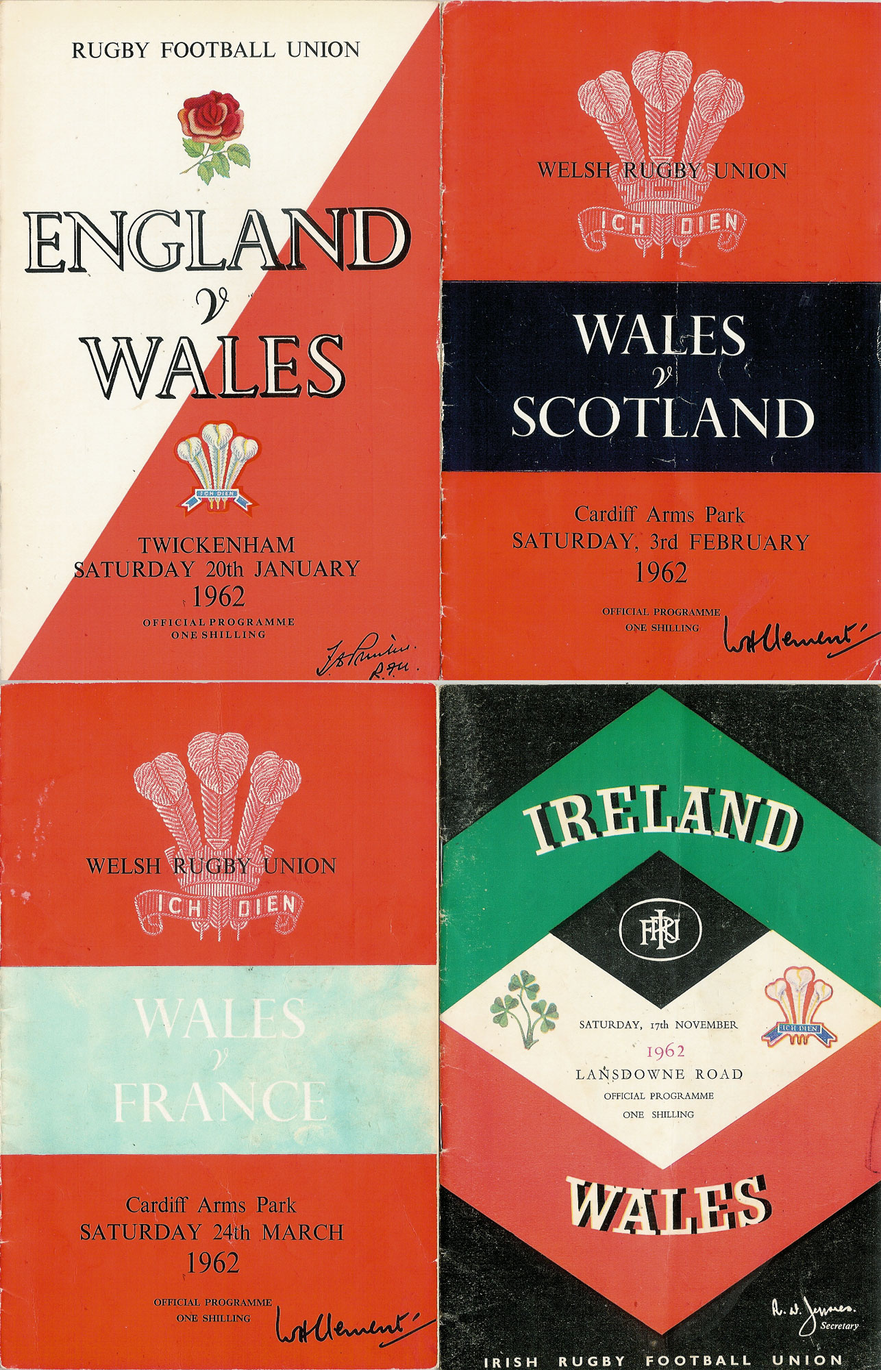 Welsh International Rugby Programmes Grouped By Year