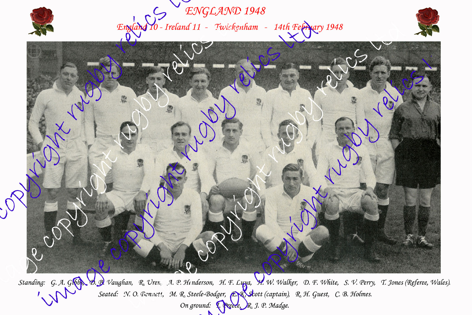 English Rugby Photographs - Teams & Players of England