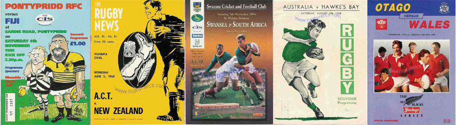 Wellington Rugby Union Programmes 1969-2000