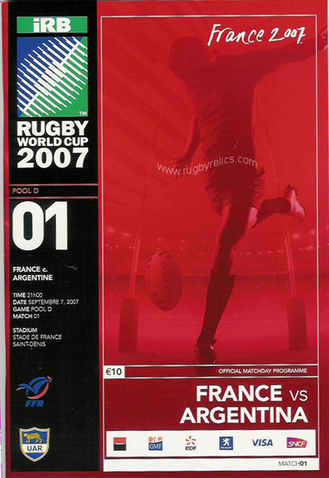 Rugby World Cup programmes 1987, 1991, 1995, 1999, 2003, 2007, 2011 & 2015